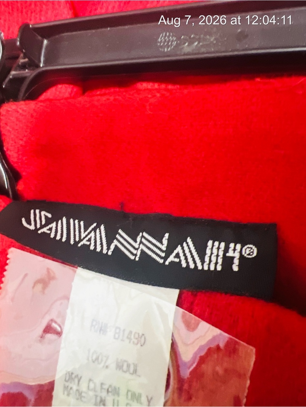 Bright Red Wool Classic Pencil Skirt (Bin 5-044) - Picture 6 of 6
